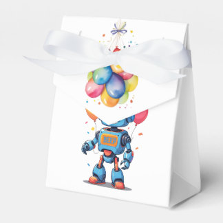 robot theme with balloons watercolor favour box
