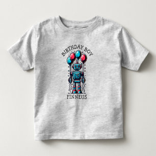Robot Themed Birthday Boy Toddler T-Shirt