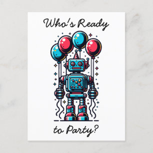 Robot Themed Boy's Birthday Postcard