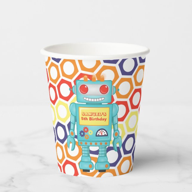 Robot Themed Party Paper Cups (Front)