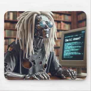 Robot Types at Keyboard Mouse Mat