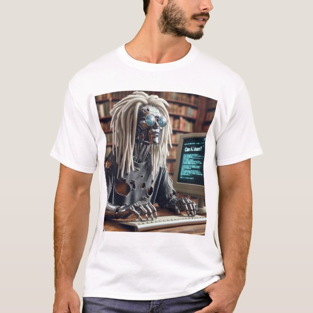 Robot Types at Keyboard T-Shirt (Front)