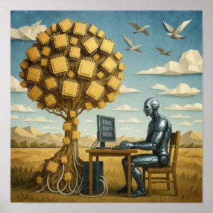 Robot Under Processor Tree Poster