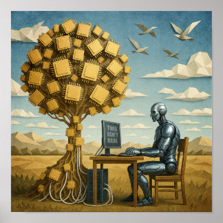 Robot Under Processor Tree Poster