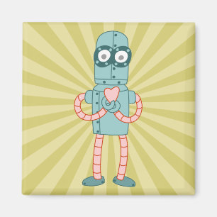Robot Valentine Heart Magnet