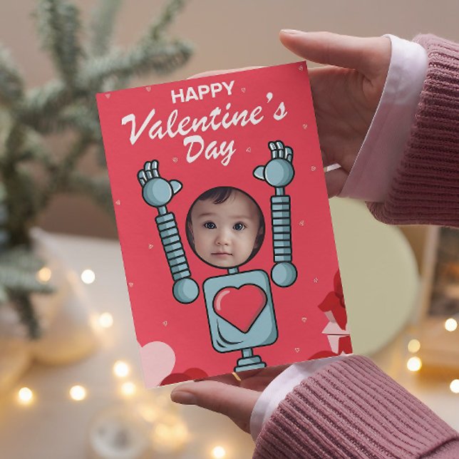 Robot Valentines Day Photo Classroom Holiday Card (valentines day cards printable, valentines day gifts, happy valentines day, valentines day cards)