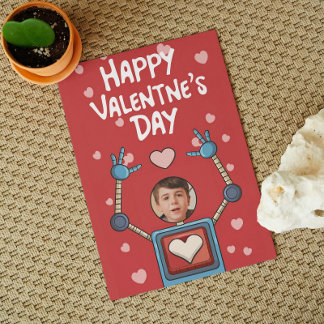Robot Valentines Day Photo Classroom Holiday Card