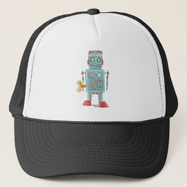 robot vintage toys trucker hat (Front)