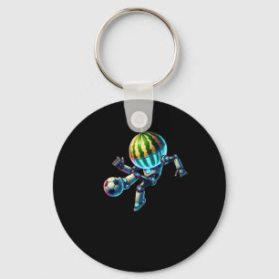 Robot Watermelon Head Soccer Footll Dribbling Kick Key Ring