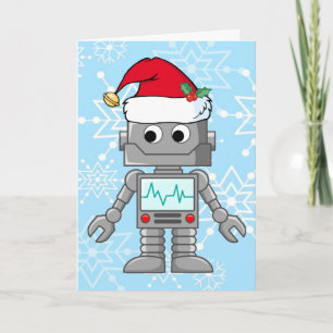 Robot Wearing Santa Hat Holiday Card