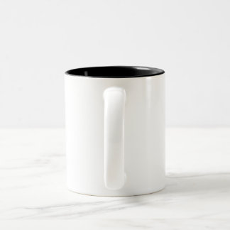 Robot with a surfboard on top of a vintage car Two-Tone coffee mug