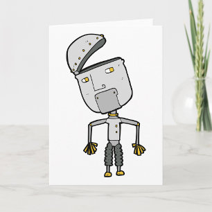 Robot With An Open Head Greeting Cards