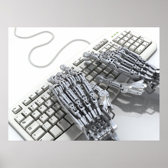 Robot work on the computer poster (Front)