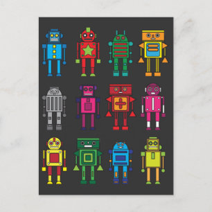 Roboter Geschenk Robotik Retro Spielzeug Spaß Postcard