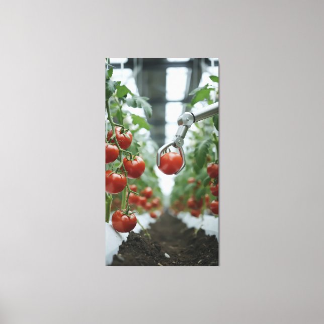 Robotic arms precisely pick ripe tomatoes  canvas print (Front)