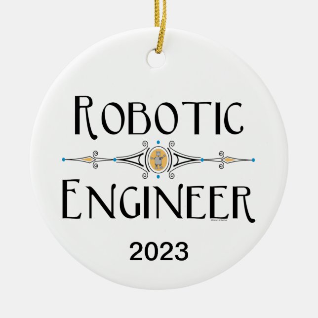 Robotic Engineer Decorative Line Ceramic Tree Decoration (Front)
