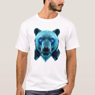 Robotic Polar Bear Face Art T-Shirt