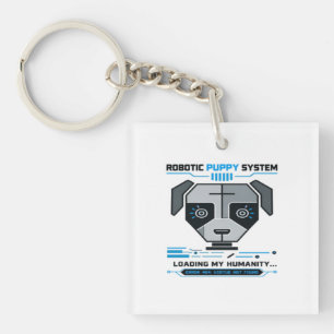 Robotic Puppy System Error 404 Cute Cybernetic Dog Key Ring