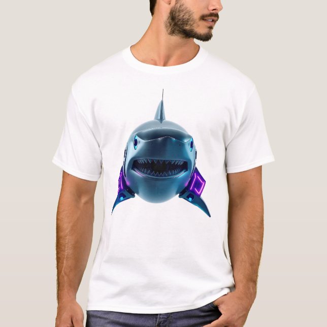 Robotic Shark Face Art T-Shirt (Front)