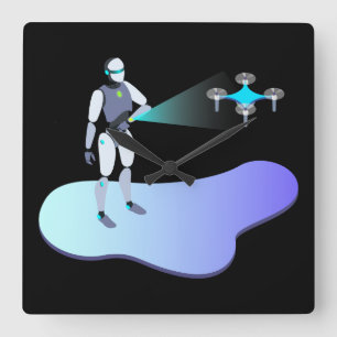 Robotic Square Wall Clock