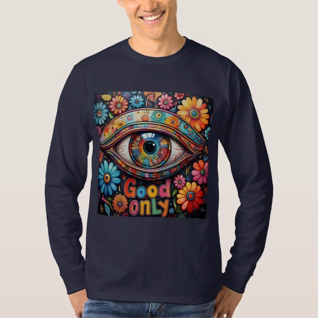 Robotic Vision & Floral Harmony T-Shirt (Front)