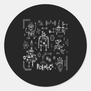 Robotics Engineer Technician Funny Vintage Robot  Classic Round Sticker