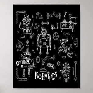 Robotics Engineer Technician Funny Vintage Robot Poster
