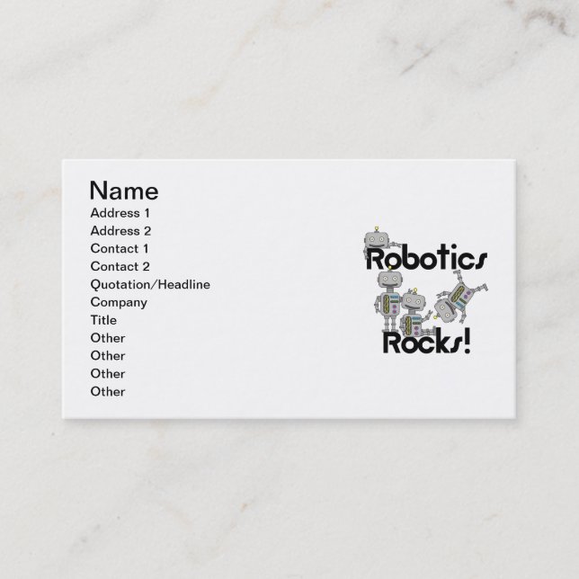 Robotics Rocks Business Card (Front)