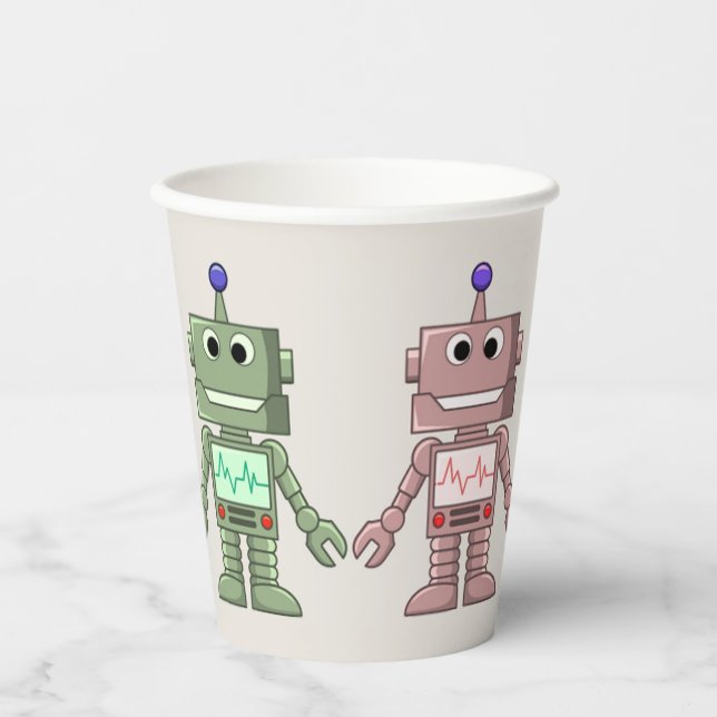 Robots and Gears Themed Birthday Drinking cups (Front)