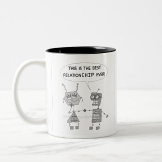 Robots and Love Relationships Explained  Two-Tone Coffee Mug