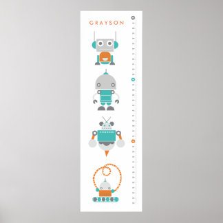 Robots Childrens Custom Growth Height Chart - Art