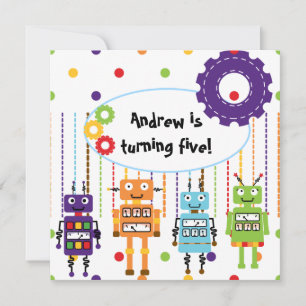 Robots Customised Birthday Invitations