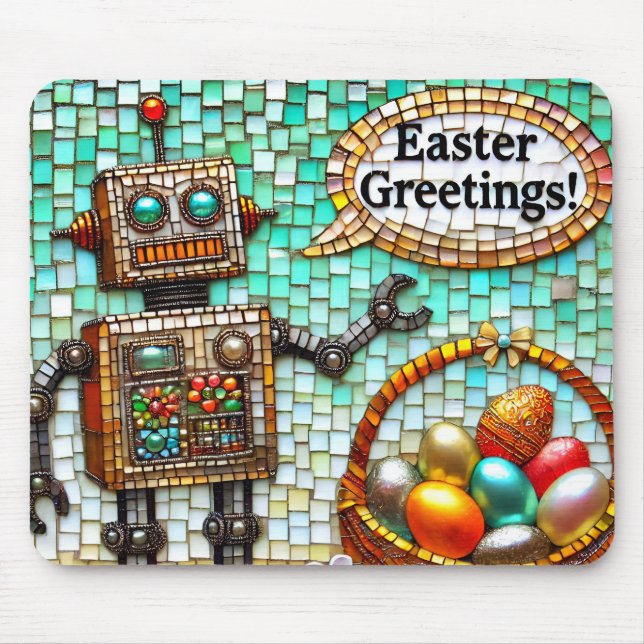 ROBOT'S EASTER GREETINGS Eggs ~  Mouse Mat (Front)
