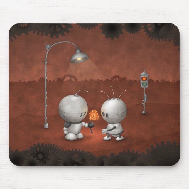Robots In Love Mouse Mat (Front)