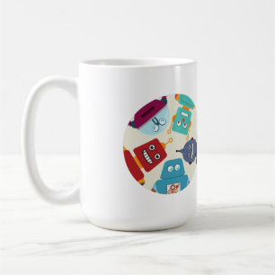 robots looking down coffee mug
