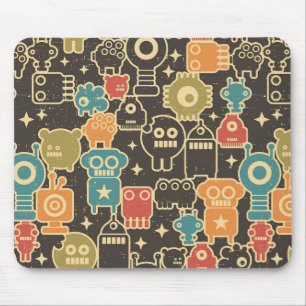 Robots on brown mouse mat