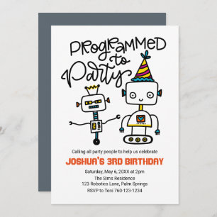 Robots, Programmed to Party Invitation