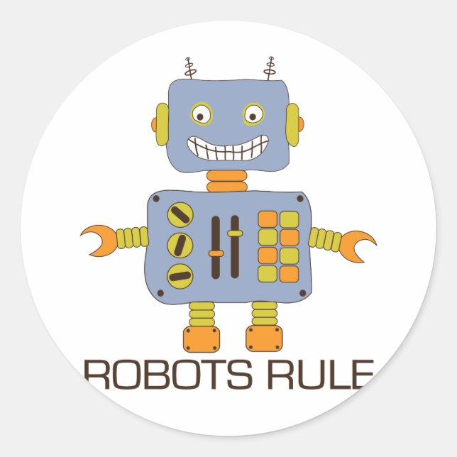 Robots Rule Classic Round Sticker (Front)