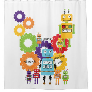 Robots Rule Science Technology Robotics Shower Curtain
