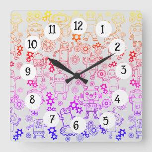 ROBOTS SQUARE WALL CLOCK