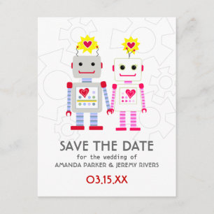 Robots Wedding Save The Date Card