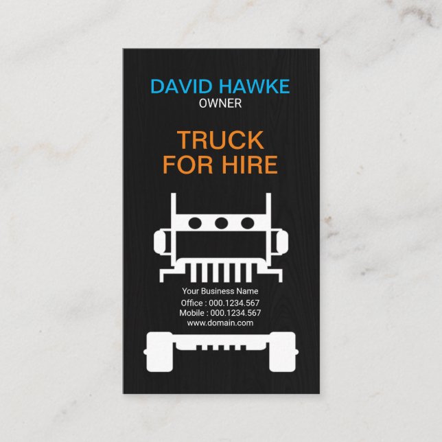 Robust Semi Truck  Wood Grain Cover Transporter Business Card (Front)