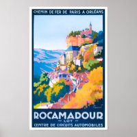 Rocamadour France vintage travel Poster