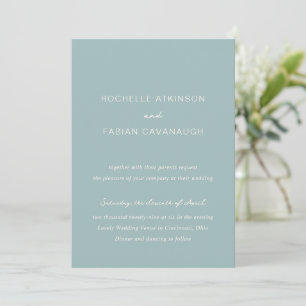 Rochelle Aqua Modern Contemporary Elegant Wedding Invitation