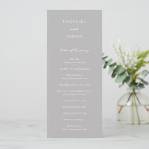 Rochelle Grey Modern Contemporary Elegant Wedding Programme