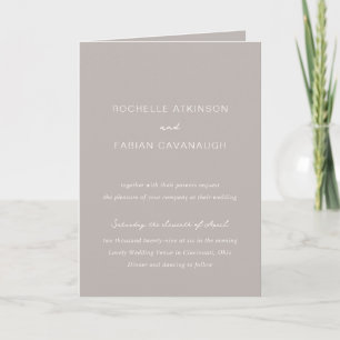 Rochelle Taupe Modern Contemporary Elegant Wedding Invitation