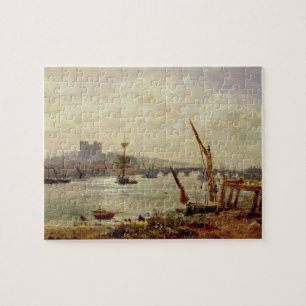 Rochester Cathedral and Castle, c.1820-30 (oil on Jigsaw Puzzle