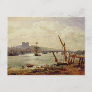 Rochester Cathedral and Castle, c.1820-30 (oil on Postcard