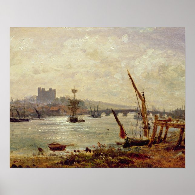 Rochester Cathedral and Castle, c.1820-30 (oil on Poster (Front)