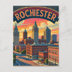 Rochester City Skyline New York USA Postcard
